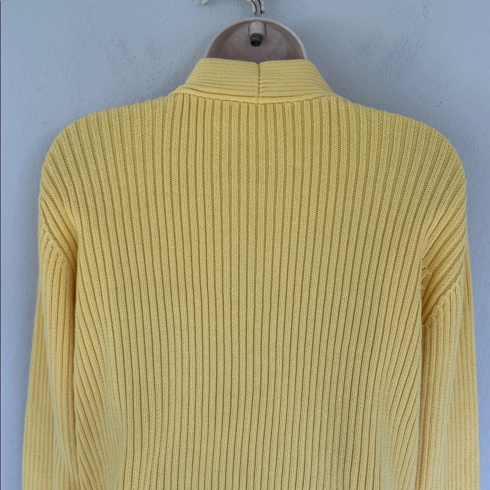 Vintage Y2K Liz Claiborne bright yellow ribbed knit notch neckline sweater large - Picture 10 of 13